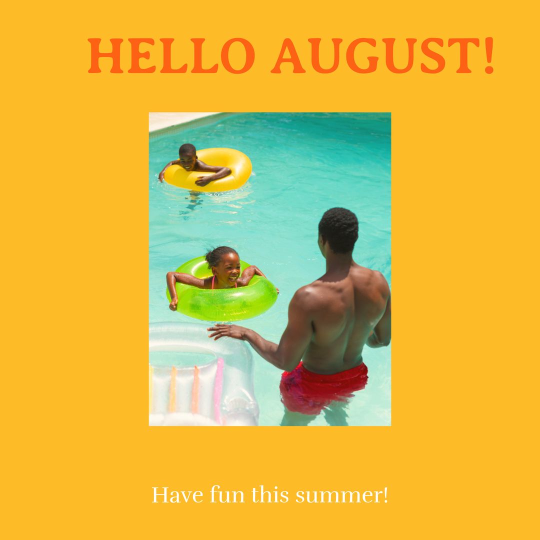 Family Enjoying Time in Pool During August