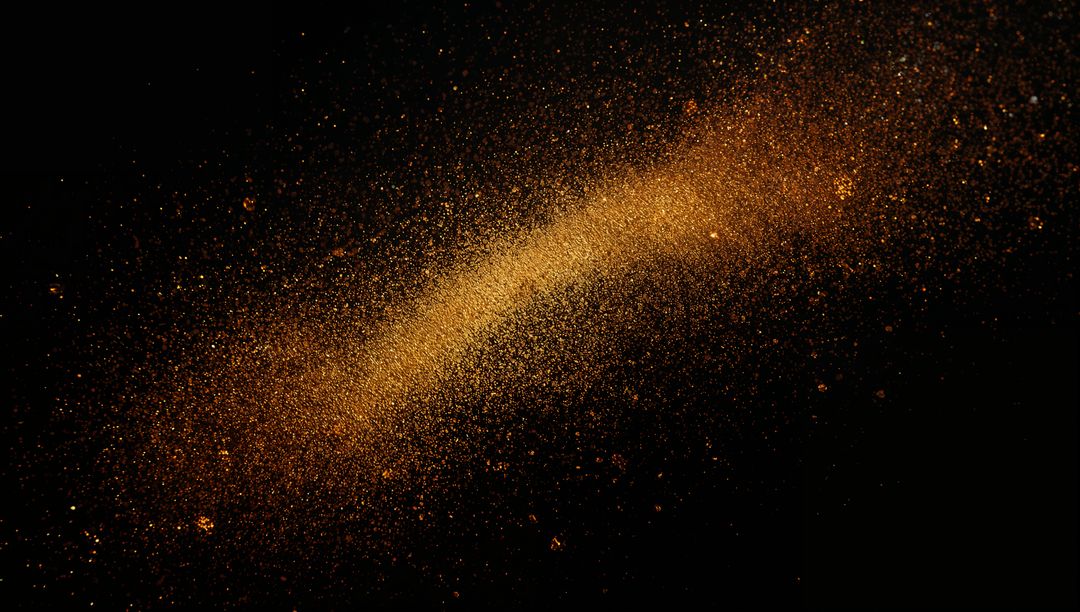 Dynamic Swirling Golden Dust in Dark Space