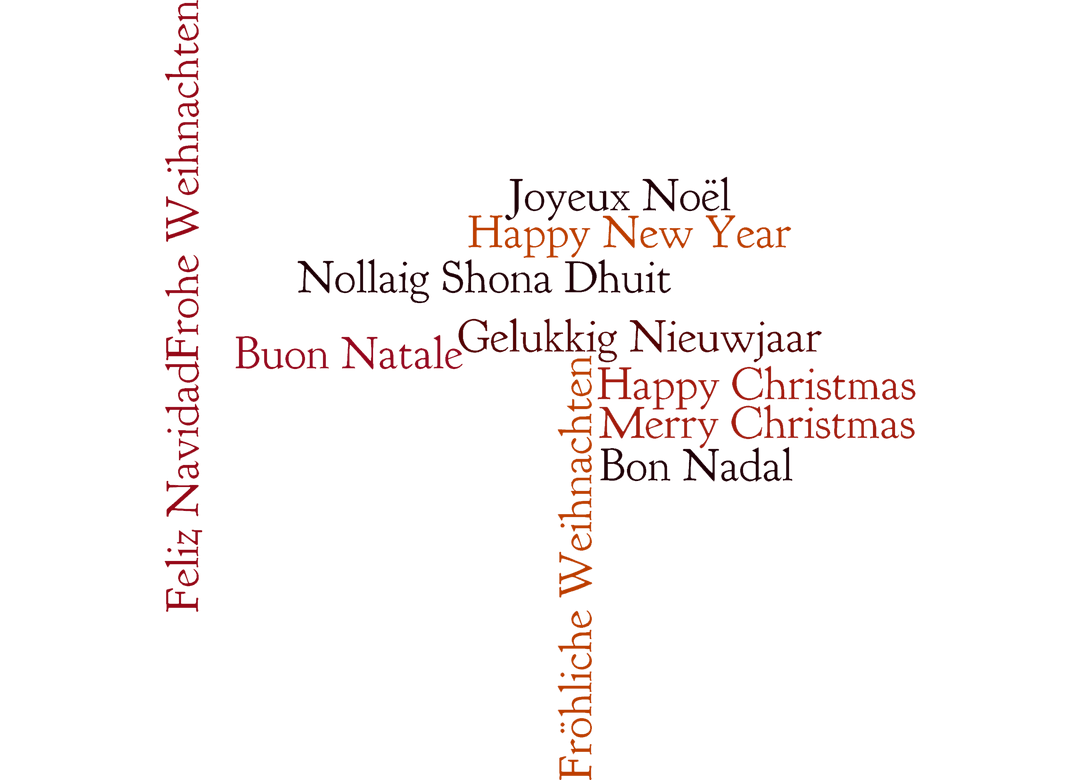 Transparent Happy Christmas Text in Multiple Languages Design
