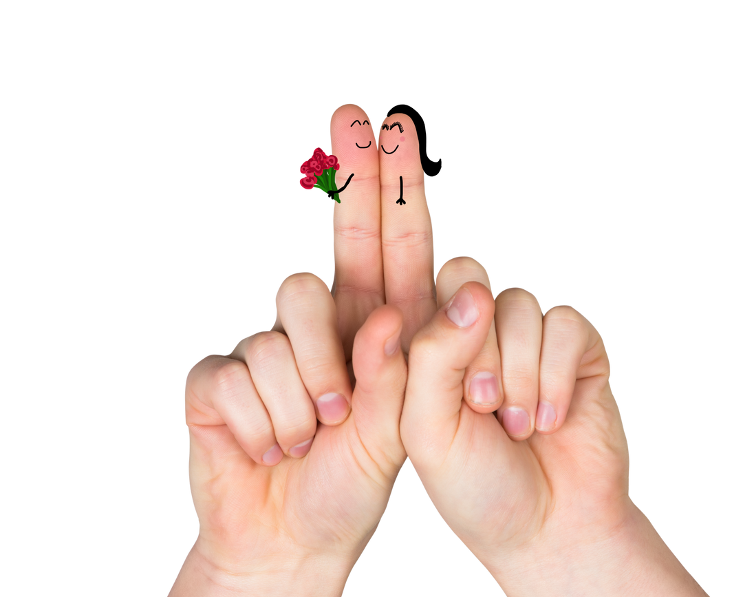 Cute Finger Characters with Flowers on Transparent Background  - Download Free Stock Images Pikwizard.com