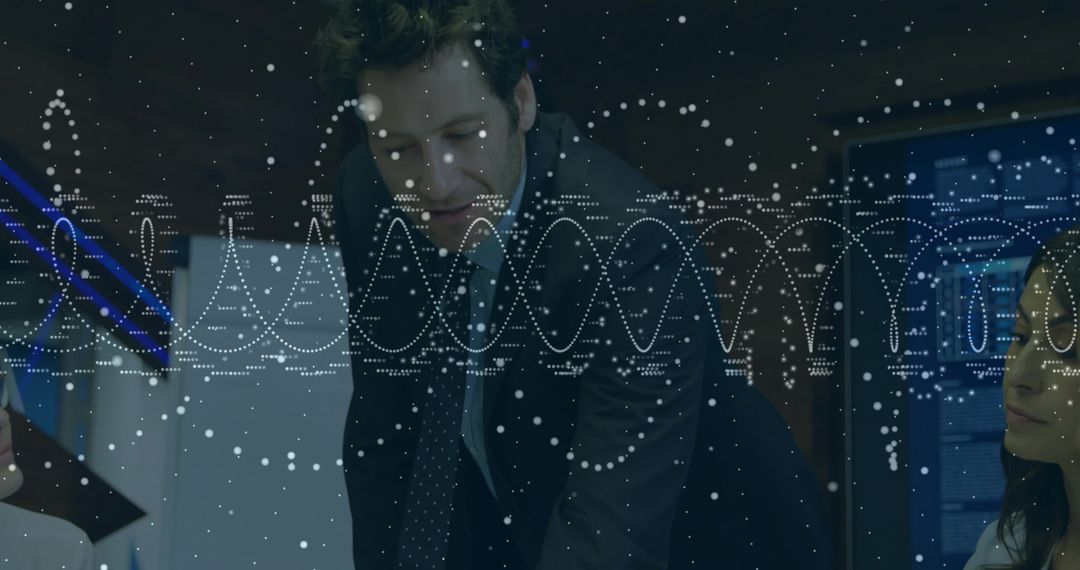 Business Consultant Leading Meeting with Data Visualizations in Conference Room