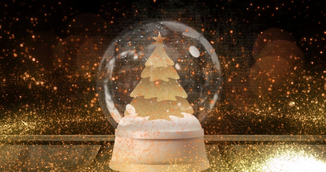 Christmas Tree in Sparkling Snow Globe with Starry Glow - Free Images, Stock Photos and Pictures on Pikwizard.com