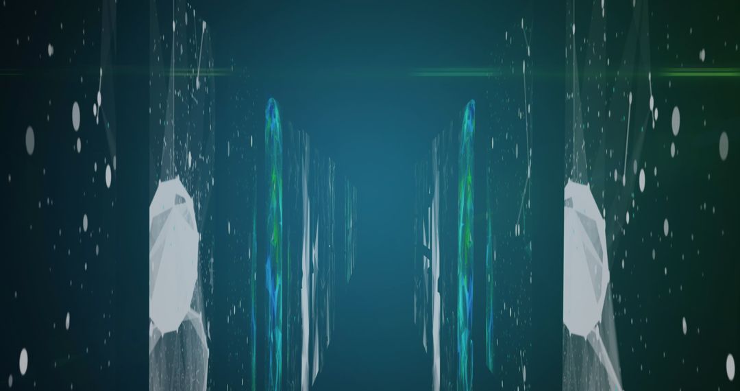 Abstract Digital Explosion with Light Trails and Geometric Shapes