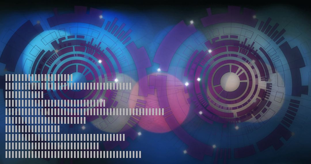 Futuristic Digital Interface with Circular Graphics and Data Bars