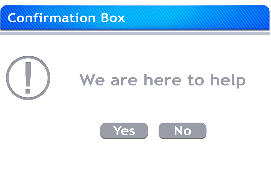 Transparent Pop-Up Confirm Box 'We Are Here to Help' - Download Free Stock Images Pikwizard.com