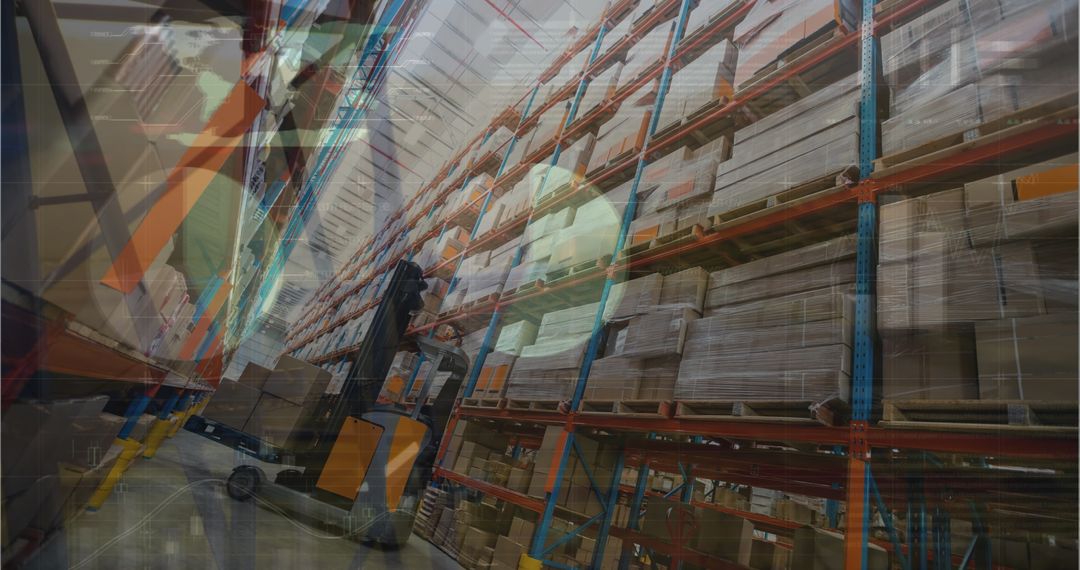 Forklift Operator Managing Inventory in a Spacious Warehouse