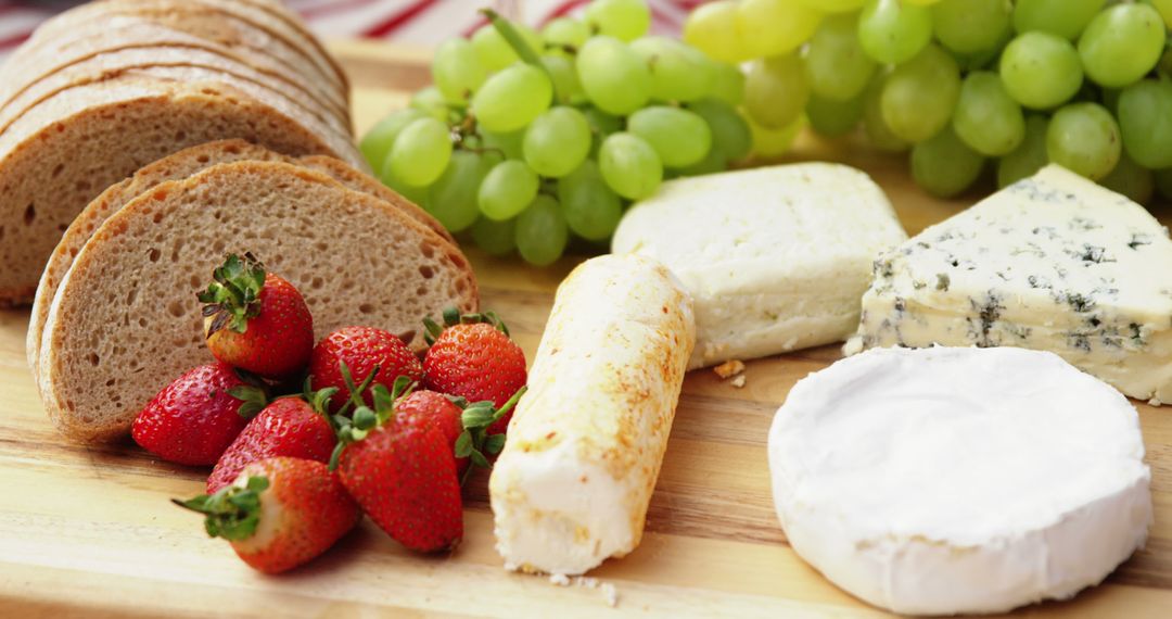 Harvest Cheese Board with Fresh Fruits and Artisan Bread - Free Images, Stock Photos and Pictures on Pikwizard.com