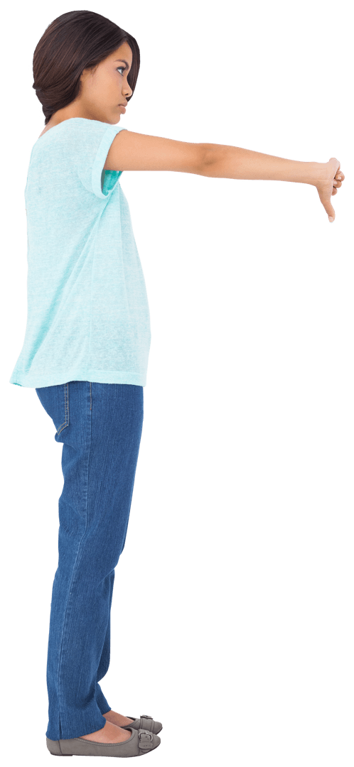 Woman Expressing Disapproval With Thumbs Down Transparent Background