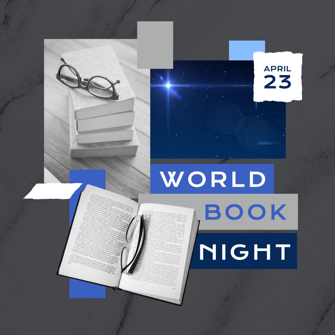 World Book Night Concept with Books and Glasses