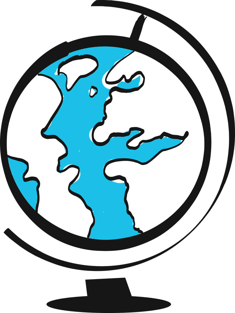 Digital Globe Illustration on Transparent Background for Education