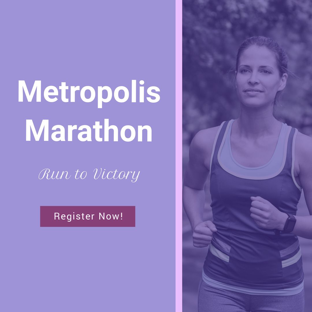 Metropolis Marathon Promotion with Runner - Download Free Stock Templates Pikwizard.com