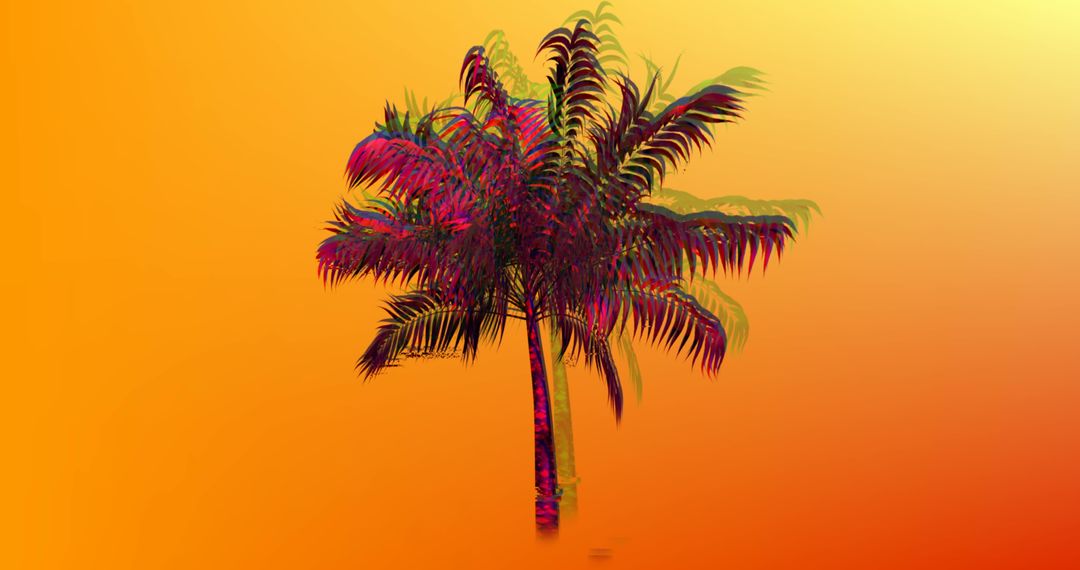 Vivid Palm Tree Illustration with Gradient Background