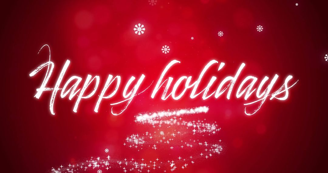 Festive Happy Holidays Text with Snowflakes and Sparkling Swirls