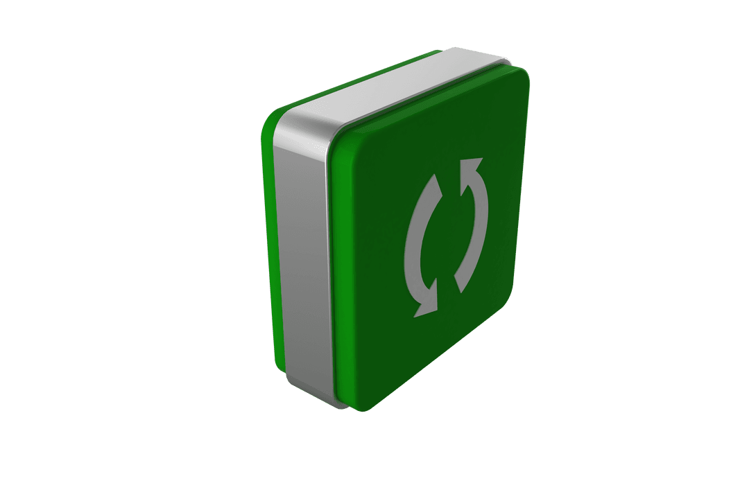 Green Tablet Icon with Rotating Arrows Illustration on Transparent Background