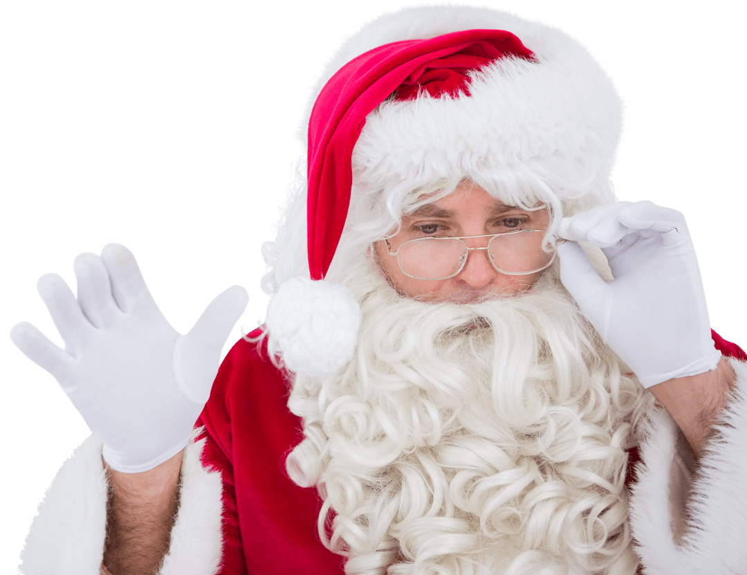Santa Claus Waving Hand on Transparent Background
