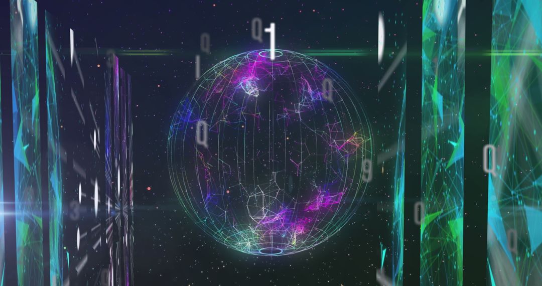 Conceptual Digital Globe with Floating Code Elements