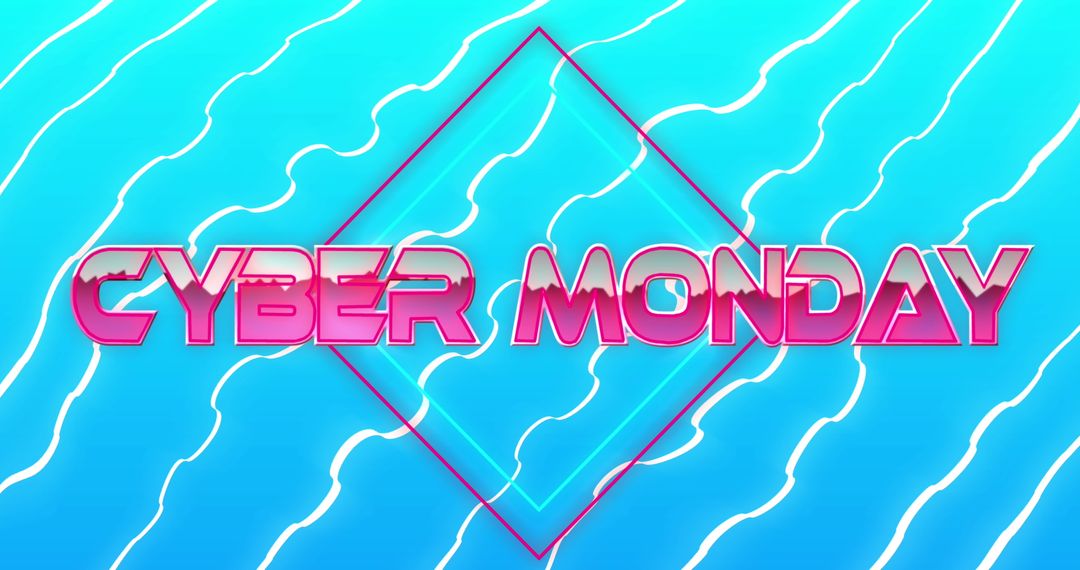 Cyber Monday Promotion on Blue Digital Background with Waves