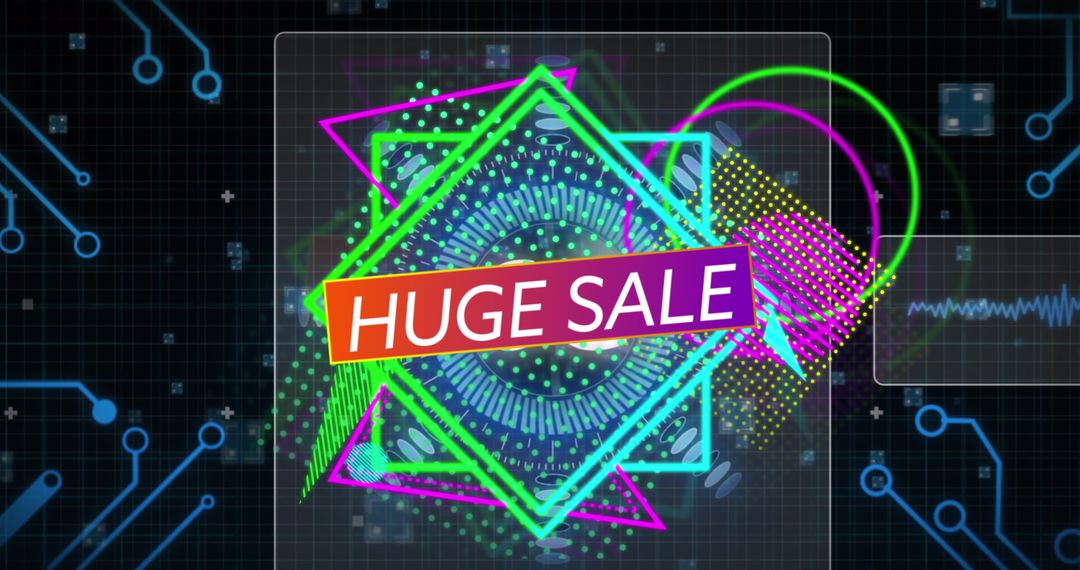 Futuristic Huge Sale Banner with Vibrant Neon Design