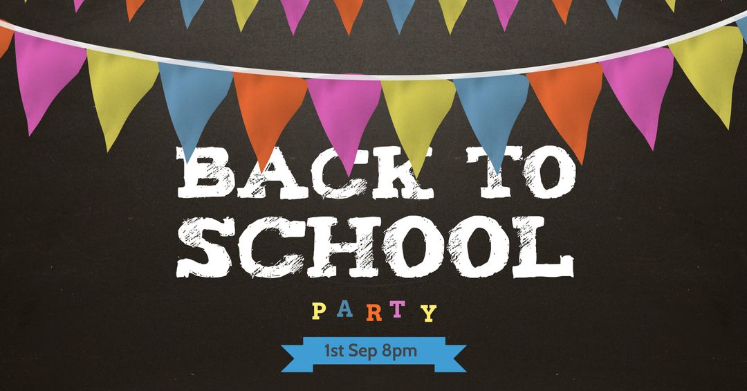 Colorful Back to School Party Invitation Chalkboard Theme