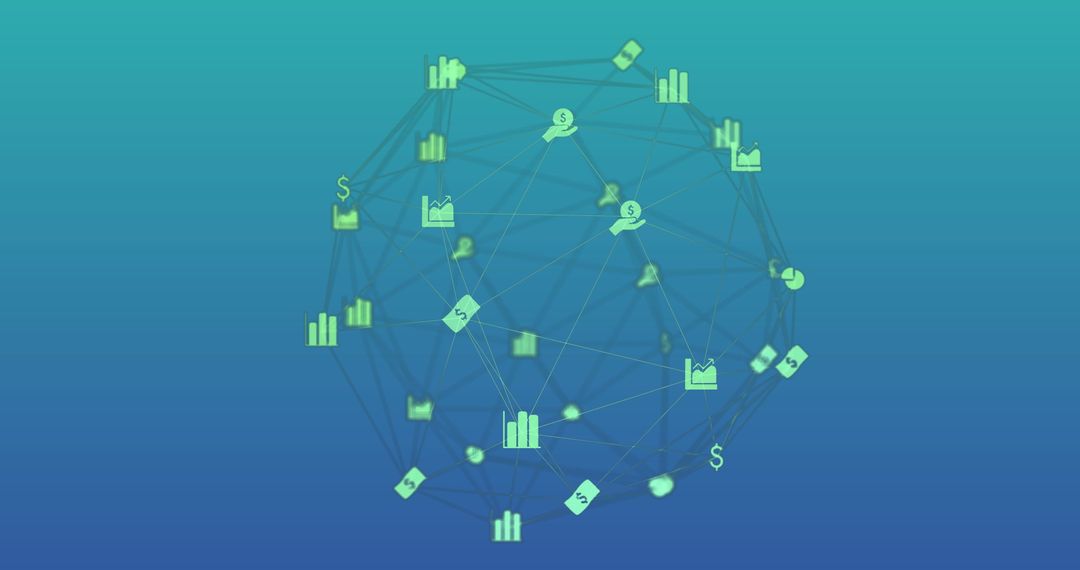 Global Business Network with Data Icons on Abstract Background