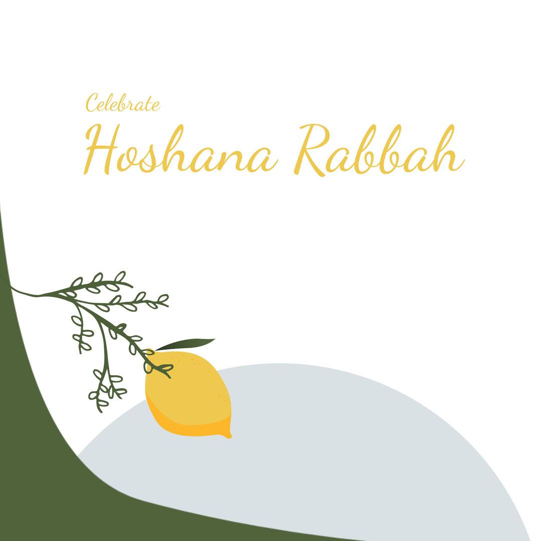 Illustration of Hoshana Rabbah Celebration with Lemon Tree Branch