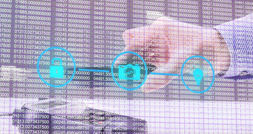 Contactless Payment Security Icon with Digital Data Overlay