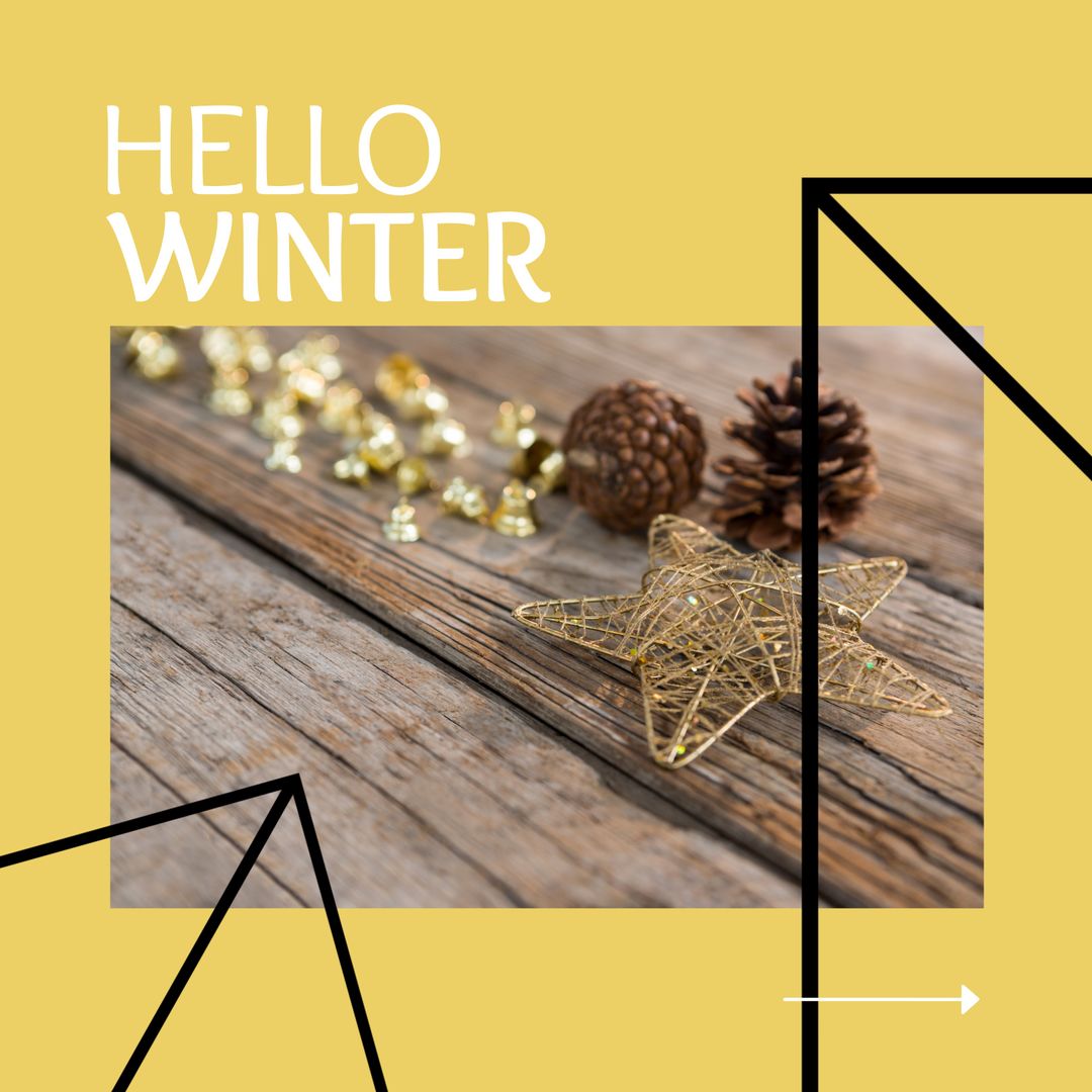Festive Winter Greeting Card with Pine Cones and Golden Star