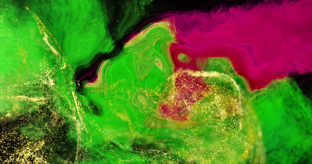 Neon Abstract Art Background with Green and Pink Waves