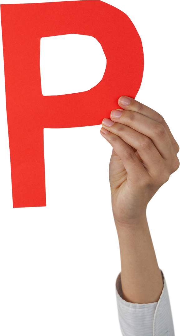 Businesswoman Holding Red Transparent Letter P Partially Visible - Download Free Stock Images Pikwizard.com