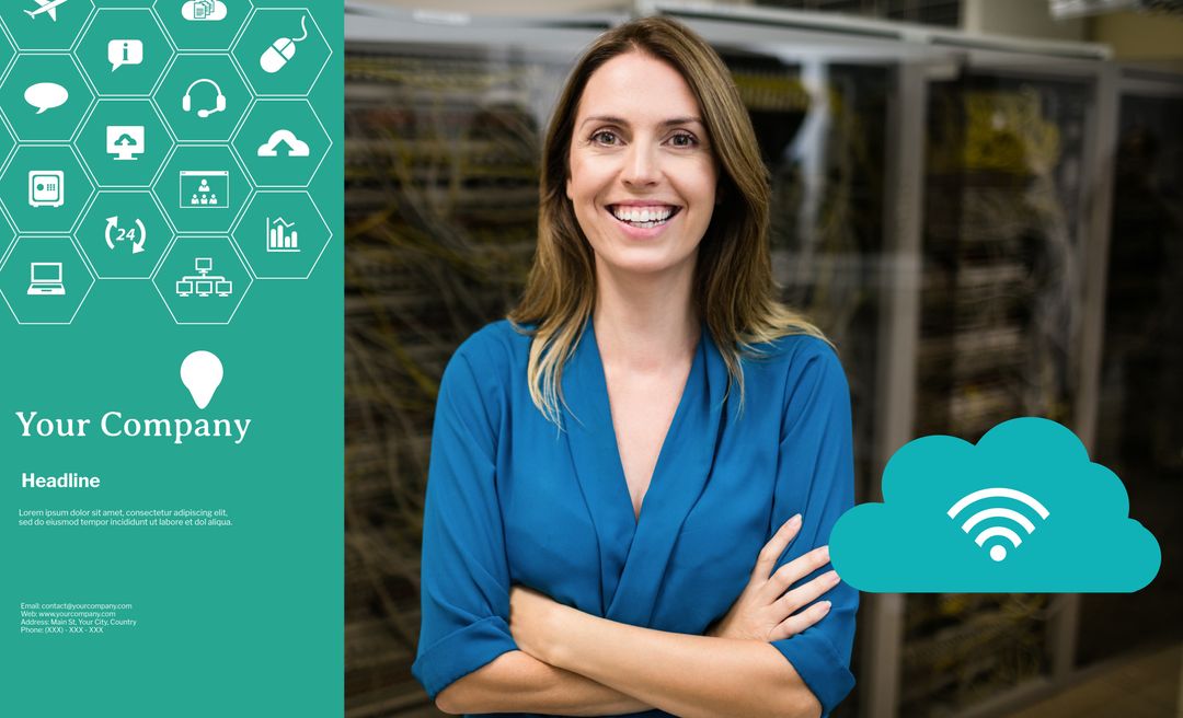 Confident Business Professional Presents in Technology Environment