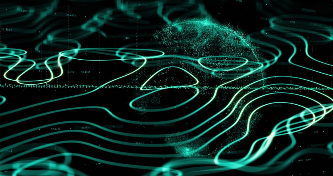 Abstract Digital Network Over Planet Earth Rendering