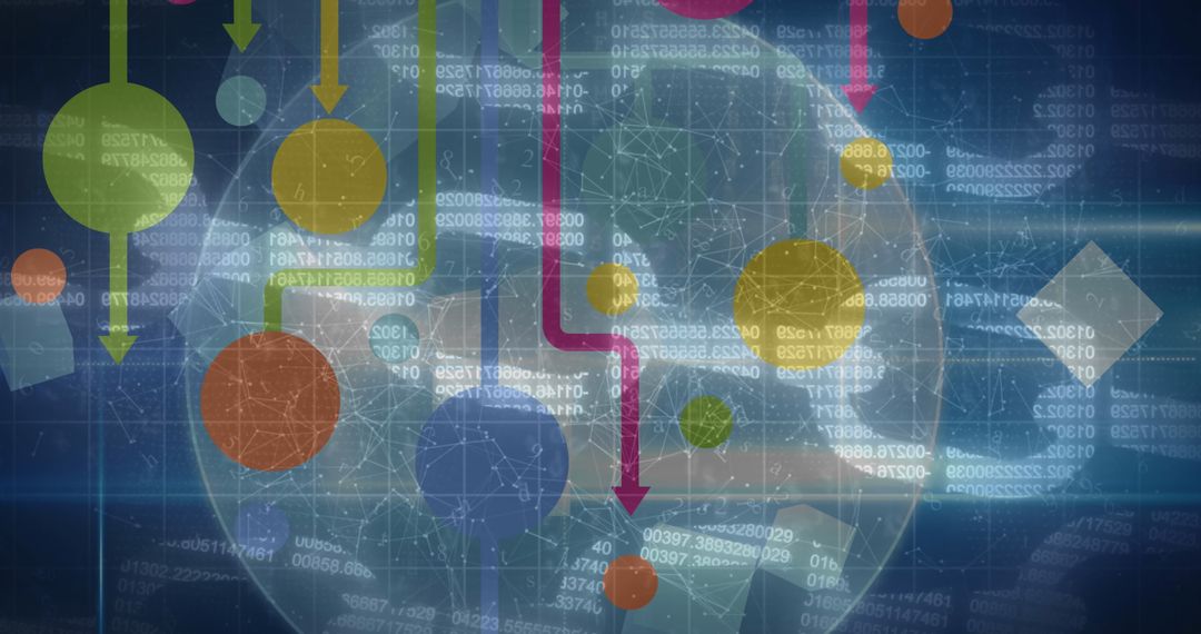 Colorful Digital Arrows with Global Network Connections