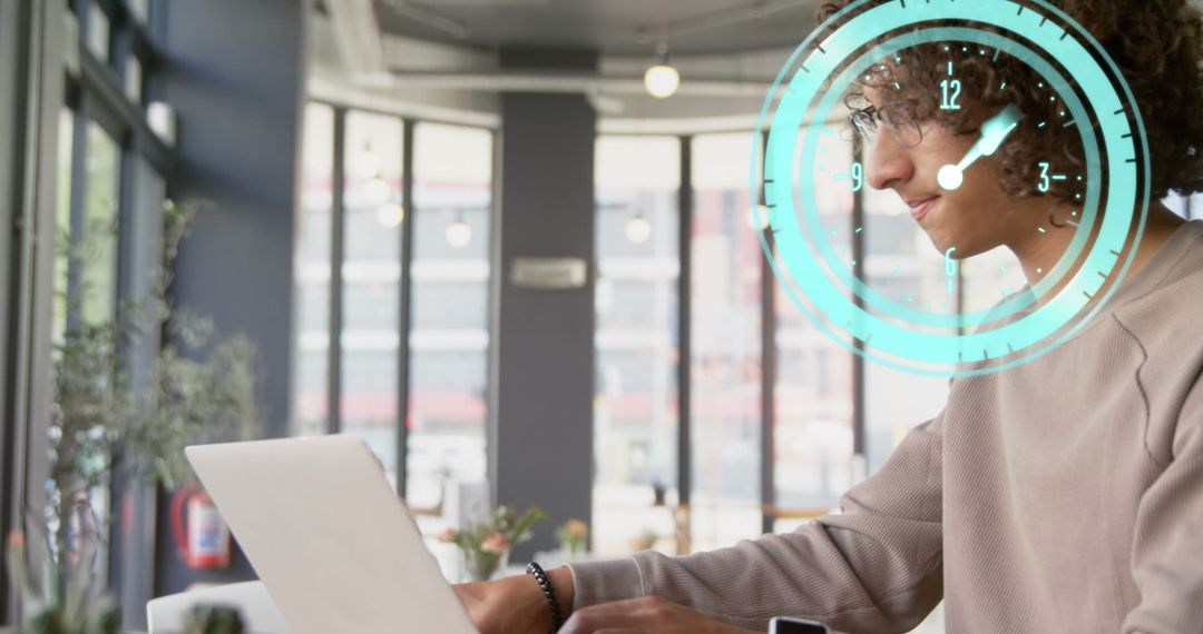 Time Management Concept with Businessman Using Laptop