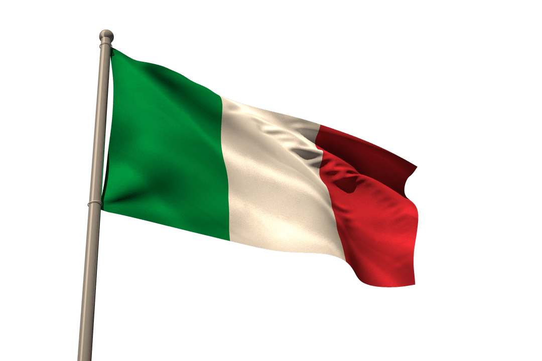 Italian Flag on Transparent Background Reflecting Patriotism