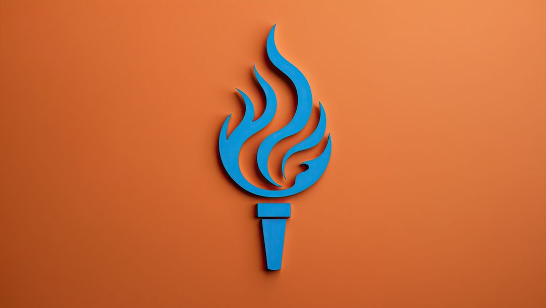Stylized blue torch icon on orange background, knoxville concept