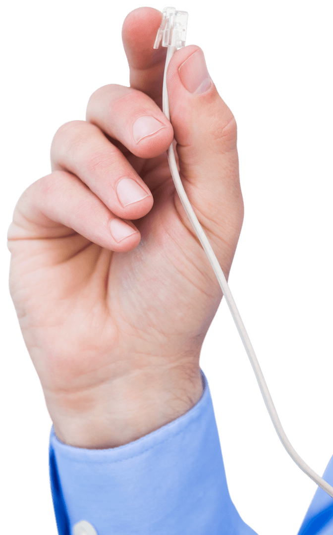 Businessman Holding Computer Mouse and Cord Transparent