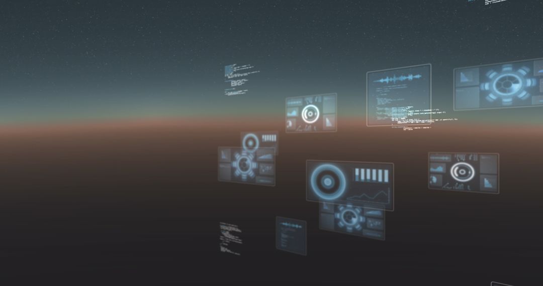 Futuristic Interface Screens with Data Processing Display