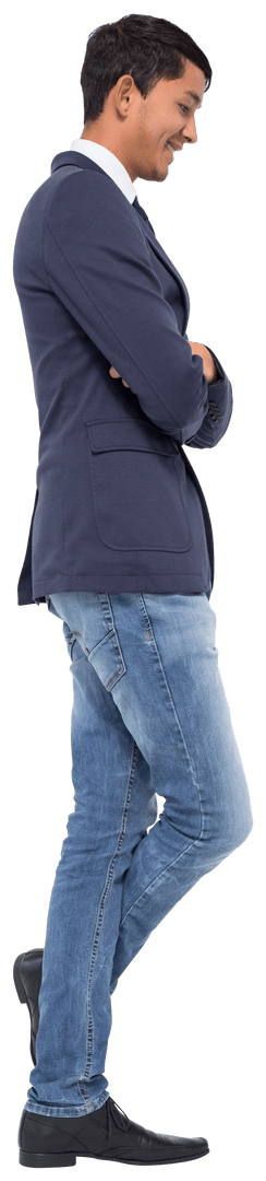 Smiling Transparent Casual Businessman with Crossed Arms