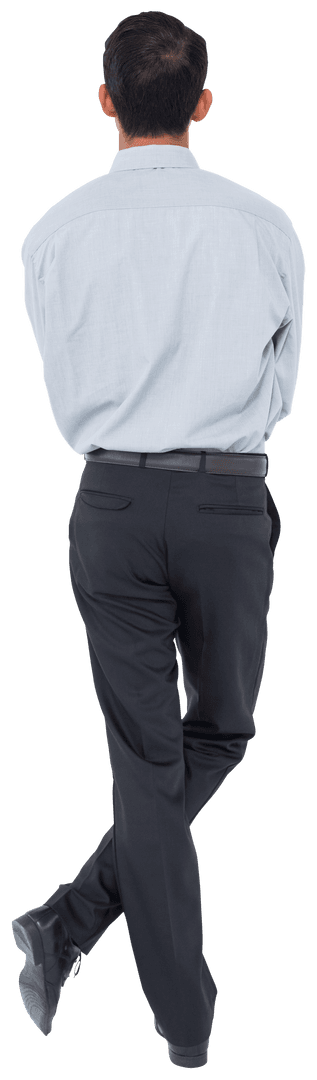 Asian Businessman Standing from Behind with Transparent Background