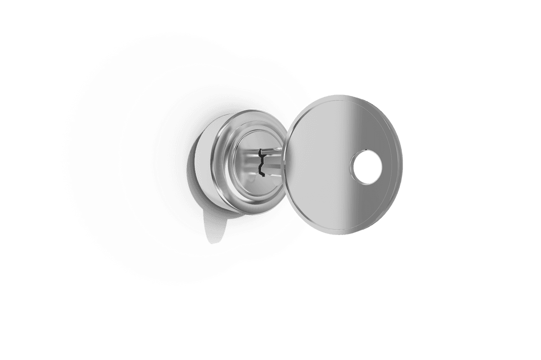 Close Up of Silver Metal Key in Transparent Lock Mechanism