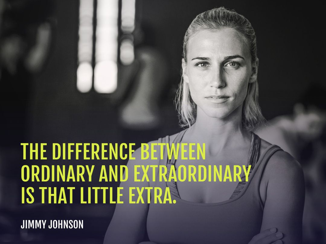 Focused Woman with Motivational Quote on Determination and Resilience