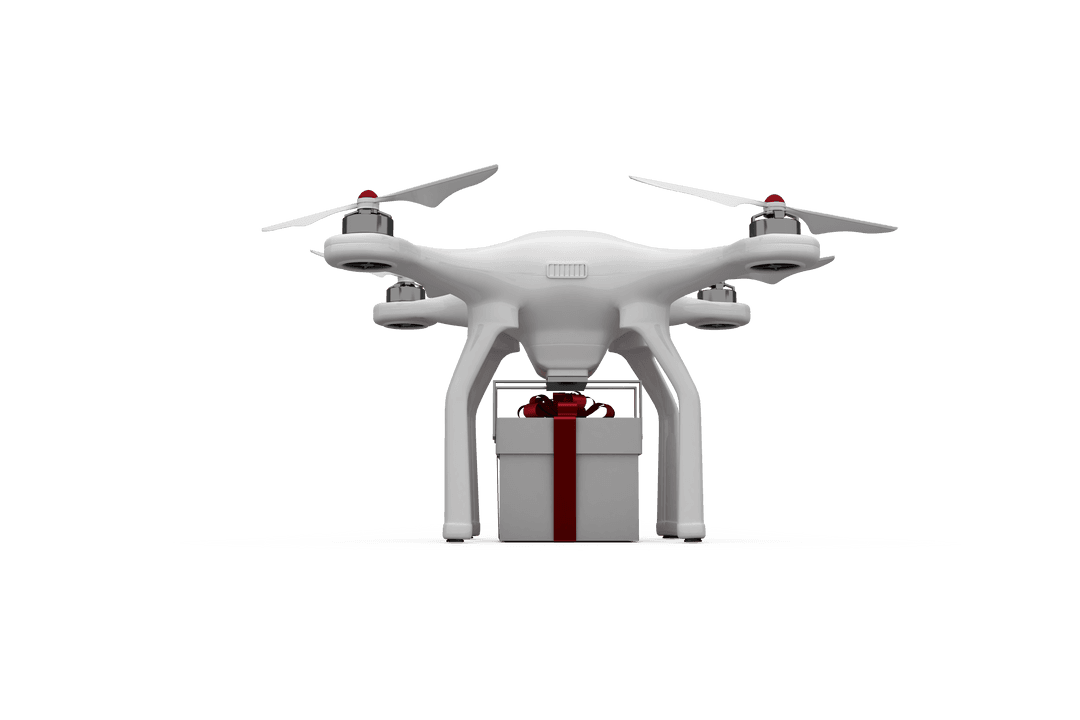 Transparent Drone Delivering Gift Box