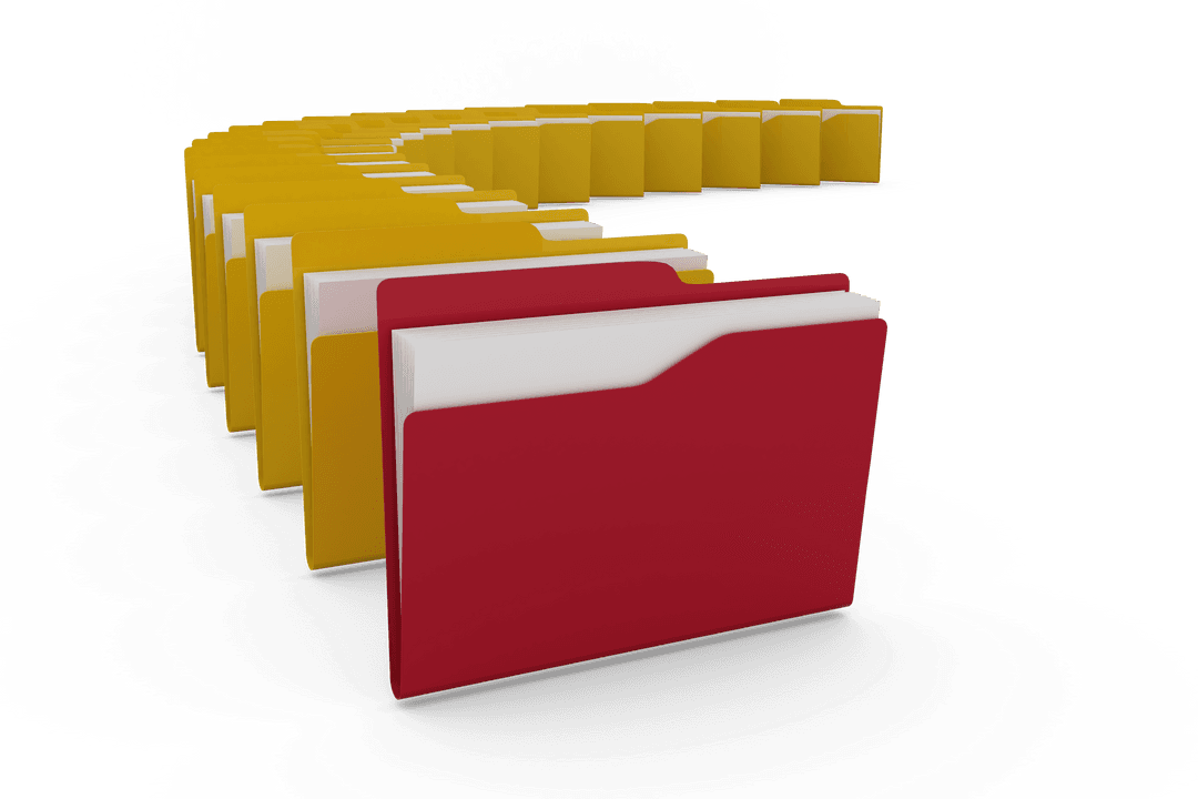 Organized Transparent Folder Array Displaying Red and Yellow - Download Free Stock Images Pikwizard.com