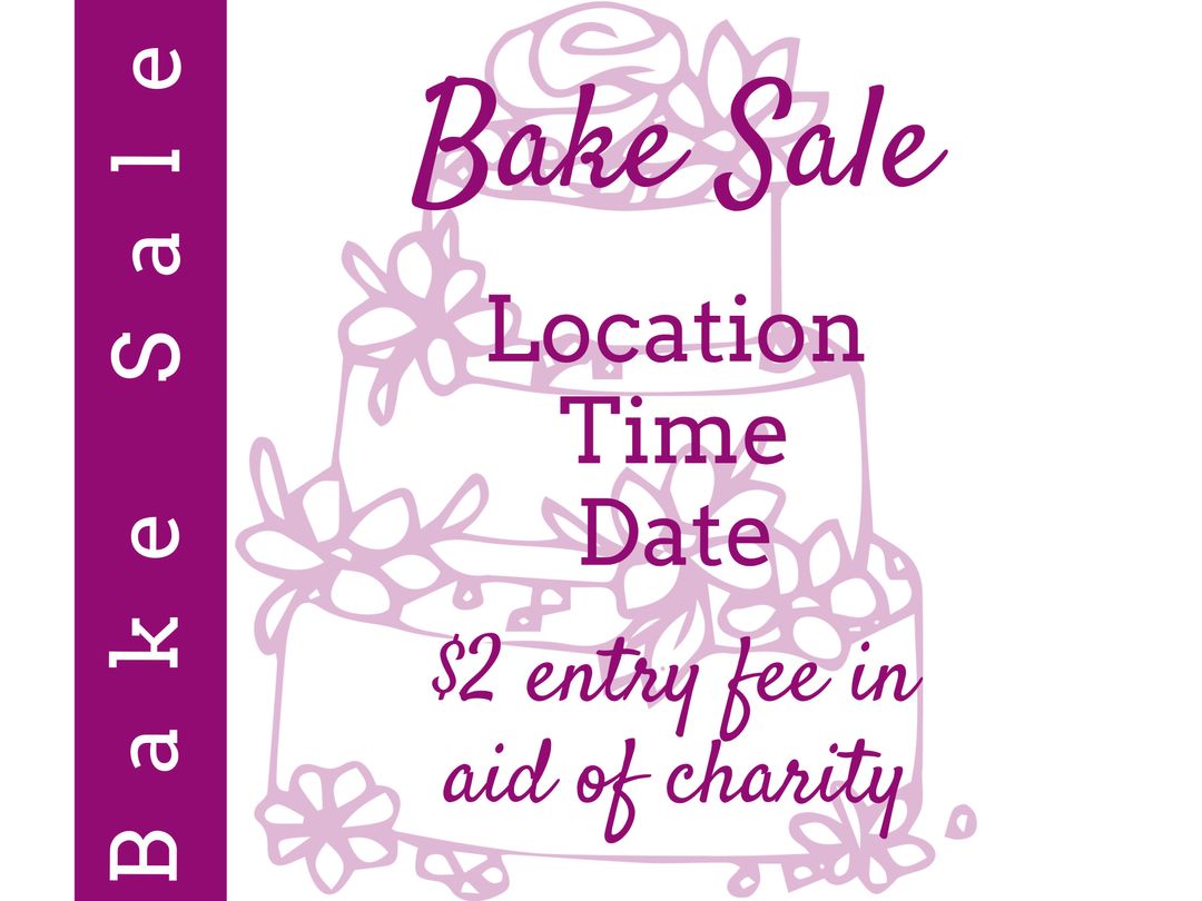 Stylized Bake Sale Fundraiser Poster with Cake Illustration - Download Free Stock Templates Pikwizard.com