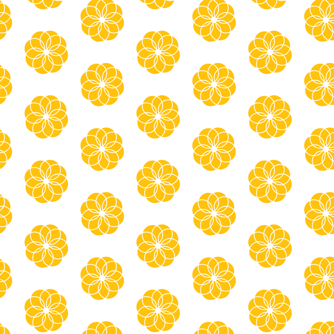 Yellow Floral Pattern Repeating on Transparent Background