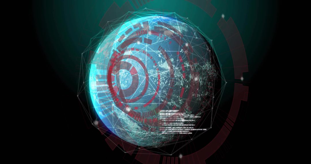 Futuristic Holographic Earth Globe with Data Visualization