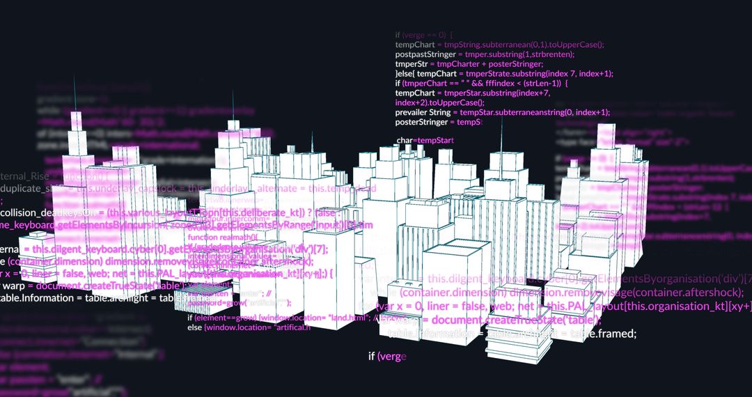 Futuristic Digital City and Data Processing Visualization