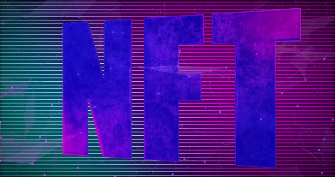 Bold NFT Letters on Futuristic Digital Background