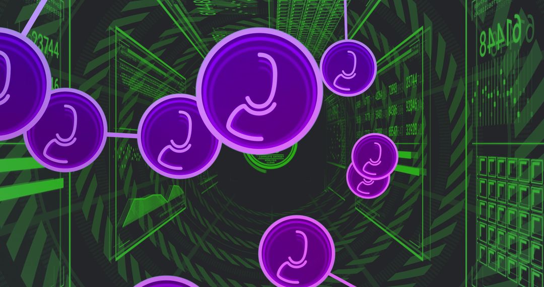 Futuristic Network of User Icons with Digital Data Tunnel