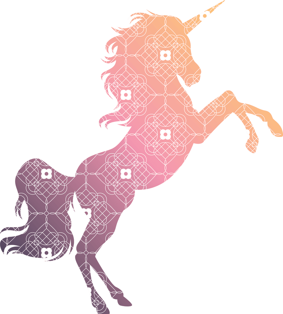 Floral Silhouette of Unicorn on Transparent Background for Fantasy Designs